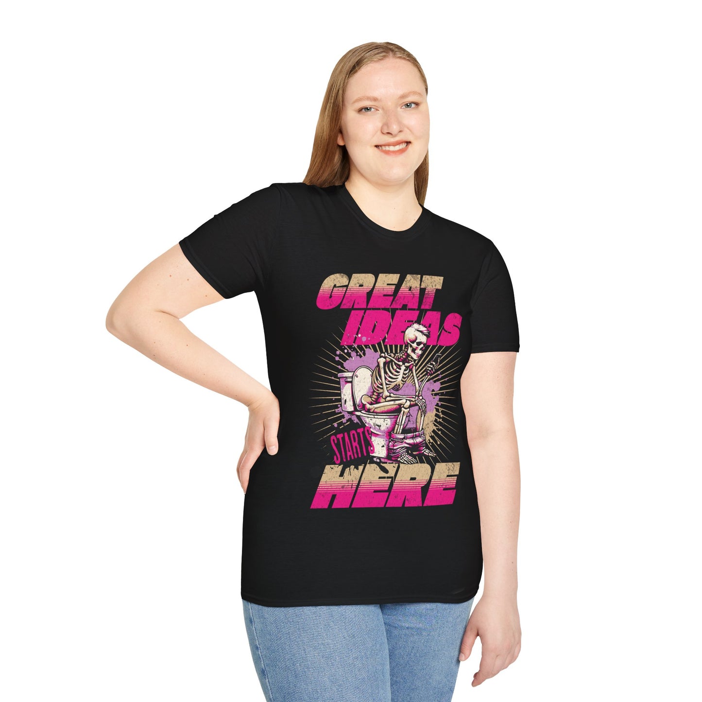 Great Ideas Skeleton Unisex Softstyle T-Shirt – Creative Graphic Tee for Inspiration and Motivation