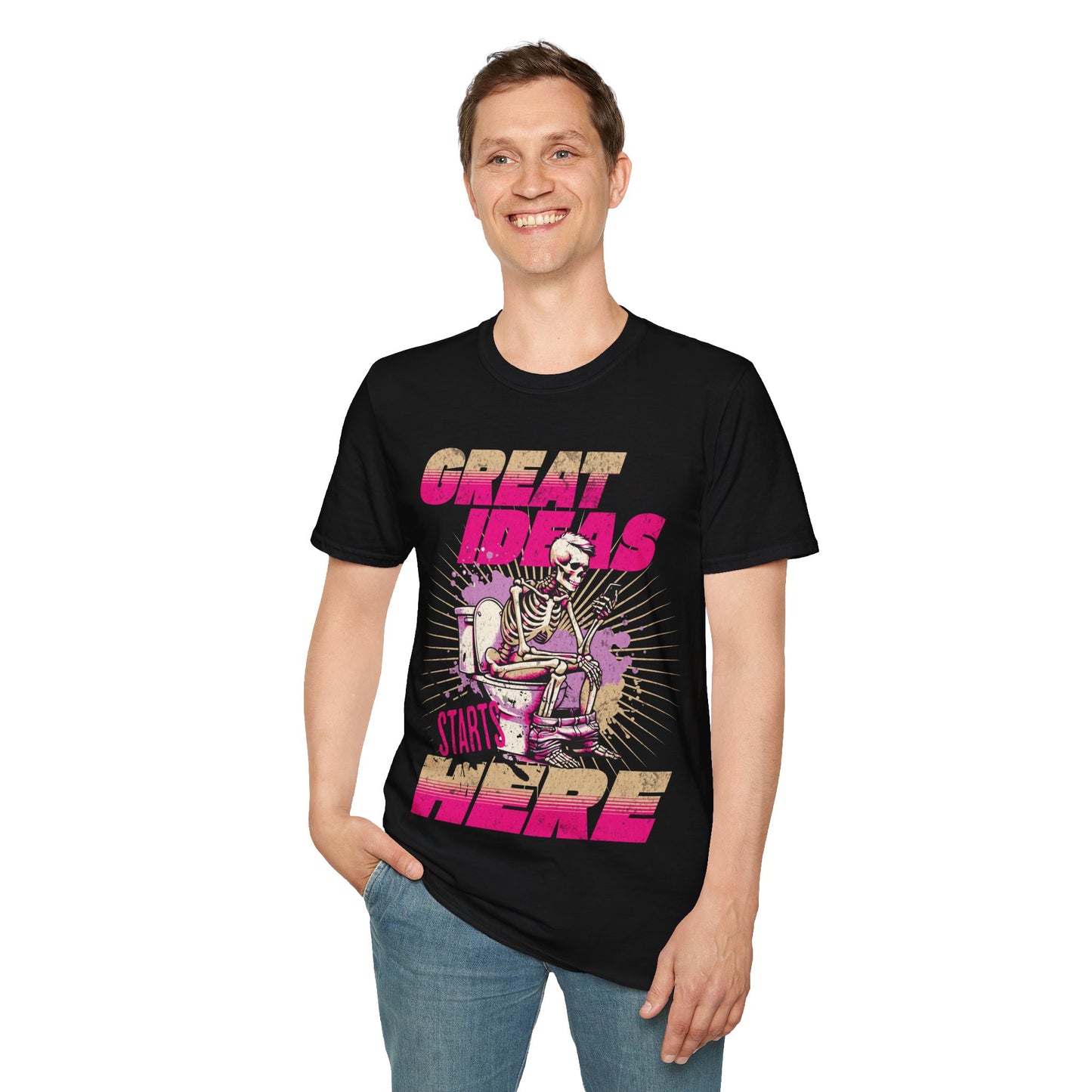 Great Ideas Skeleton Unisex Softstyle T-Shirt – Creative Graphic Tee for Inspiration and Motivation
